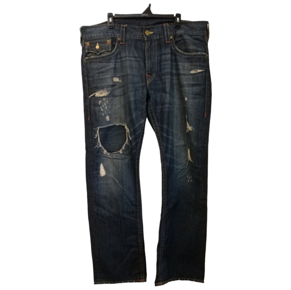 True Religion Other - True Religion World Tour Vintage Straight Jean Pant Distressed Destroyed Size 38